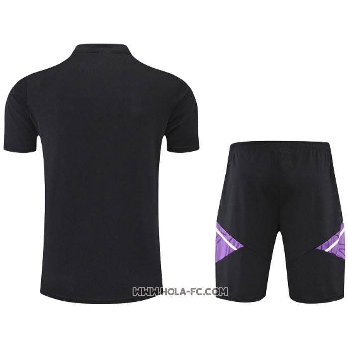 Chandal del Real Madrid 2022-2023 Manga Corta Negro y Purpura - Pantalon Corto
